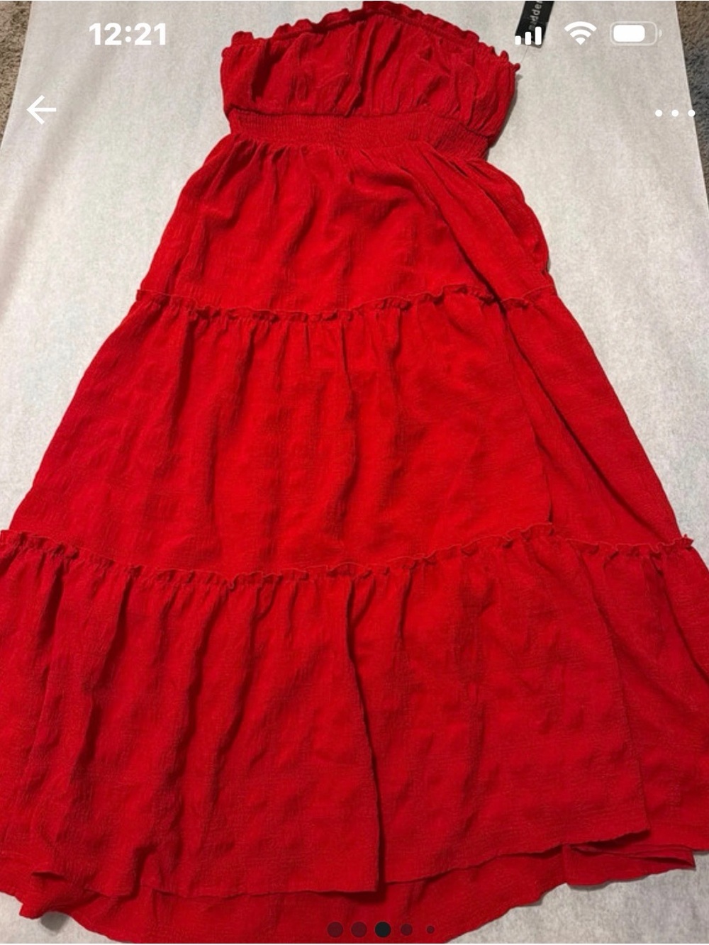 Madden Girl Red Strapless Tiered Maxi Dress